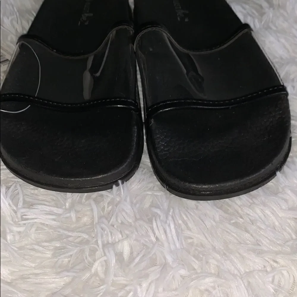 JUST BE Girl’s Black Clear Wide Strap Waterproof Casual Slide Sandals Small 5/6